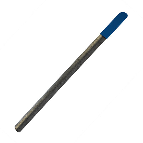 Get Your Shoe On Metal Shoehorn 24 Long stainless steel shoehorn with a blue handle for easy shoe wearing without bending.