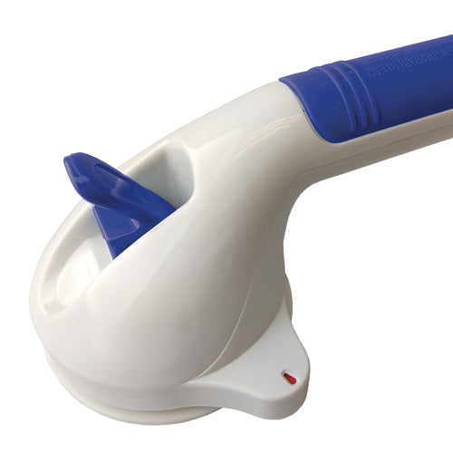 Suction Grab Bar 11.5 L Non-Adjustable with ergonomic blue handle and secure suction base for safety support.