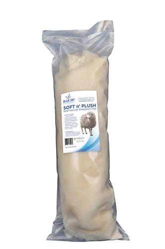 Natural Sheepskin Pad Large Size in vacuum-sealed packaging with natural wool and fine quality sheepskin.