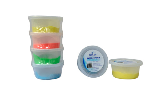 Squeeze 4 Strength 2 oz. Hand Therapy Putty Set of 4 in different colors for hand strength and rehabilitation.