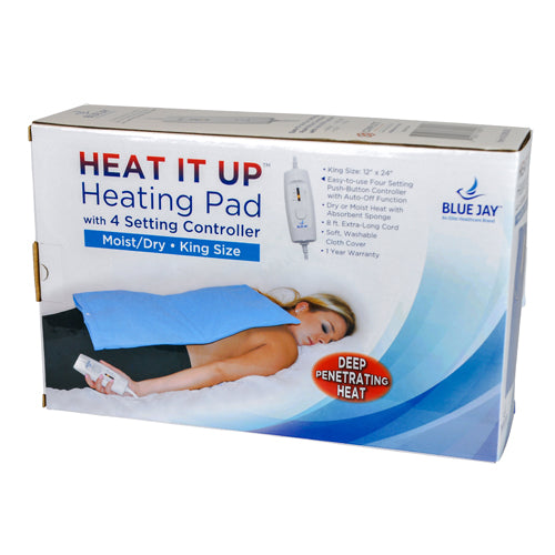 Heating Pad 12 x24 Moist/Dry 4 Position Switch Auto-Off with 4 heat settings and removable washable cover.