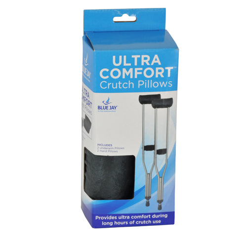 Soft n' Plush Comfort Crutch Pillows Set in blue packaging providing ultra comfort for crutch users with pads and grips.