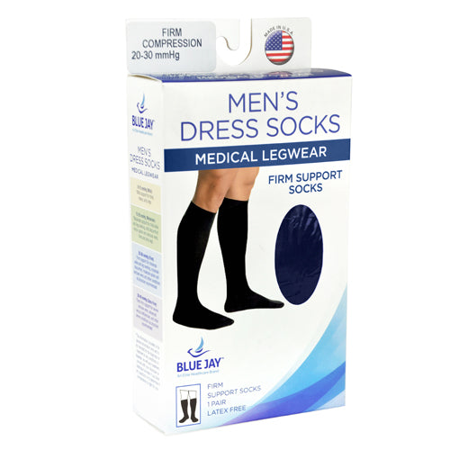 Men's Firm Support Socks 20-30mmHg Navy Small medical legwear by Blue Jay for circulation and leg support