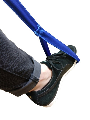 Get a Leg Up Leg Lifter 40.5 Navy shows a foot loop lifting a black shoe for mobility assistance.