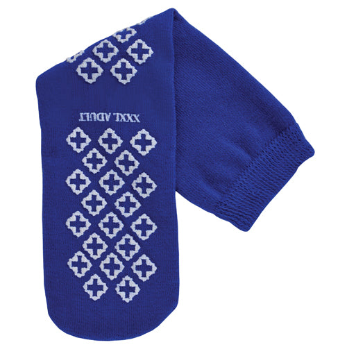 Sock It To Me Non-Slip Cast Sock Blue Jay Brand in blue with white grippers made of recycled poly fibers and latex-free.