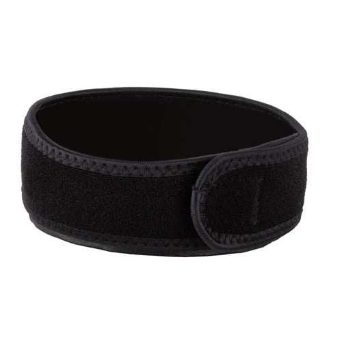 Blue Jay Universal Knee Strap Black neoprene knee strap with adjustable hook closure for comfortable tendon compression.