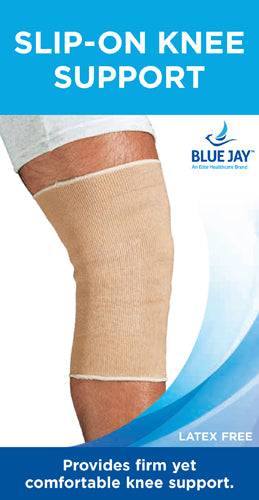 Blue Jay Slip-On Knee Support Beige X-Large (20.5 - 24) providing firm, comfortable, lightweight, latex-free knee support.
