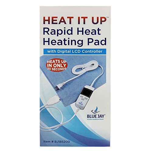 Heating Pad, 12"x24", Washable 6 Heat & 6 Timer Settings with rapid heat and digital LCD controller.