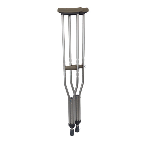 WALK WITH ME Aluminum Adjustable Crutches adult size with push-pin height adjustment and large traction tips pair.